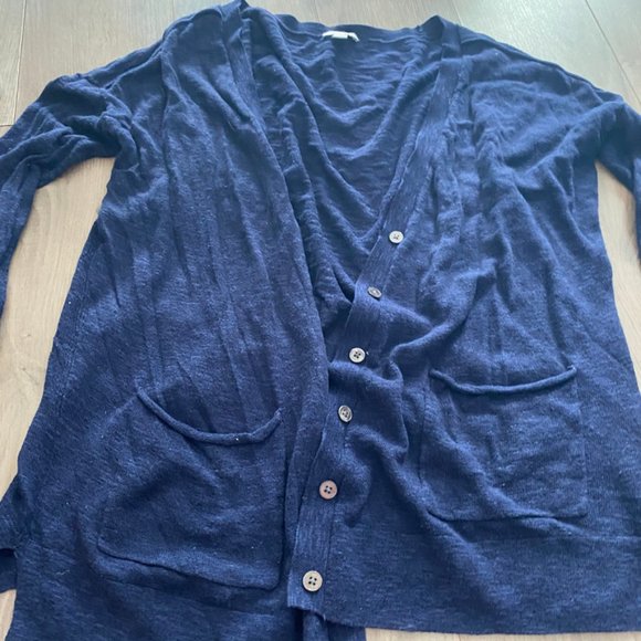 GAP Cropped Navy Long-Sleeve Cardigan - Picture 3 of 9